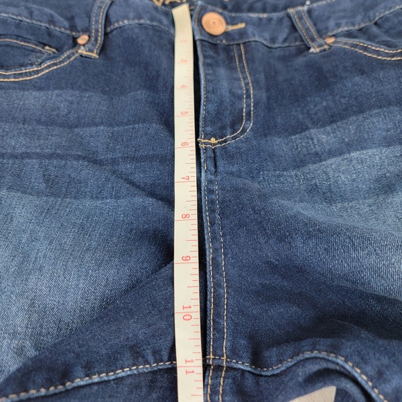 Vanity Tilly Jeans Dark Wash Denim Frayed Raw Hem Stretch Skinny XL Short 34x28 - Picture 4 of 7